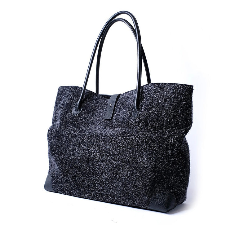 Montagu Tote - Black Hairy Suede