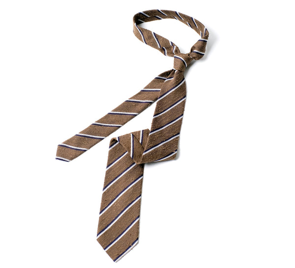 Deadstock Como Silk Tie - Brown White Black