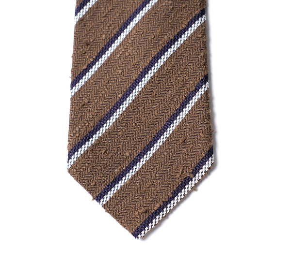 Deadstock Como Silk Tie - Brown White Black