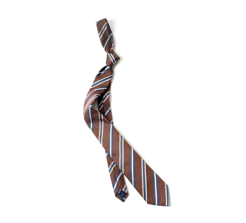 Deadstock Como Silk Tie - Brown Multi Stripe