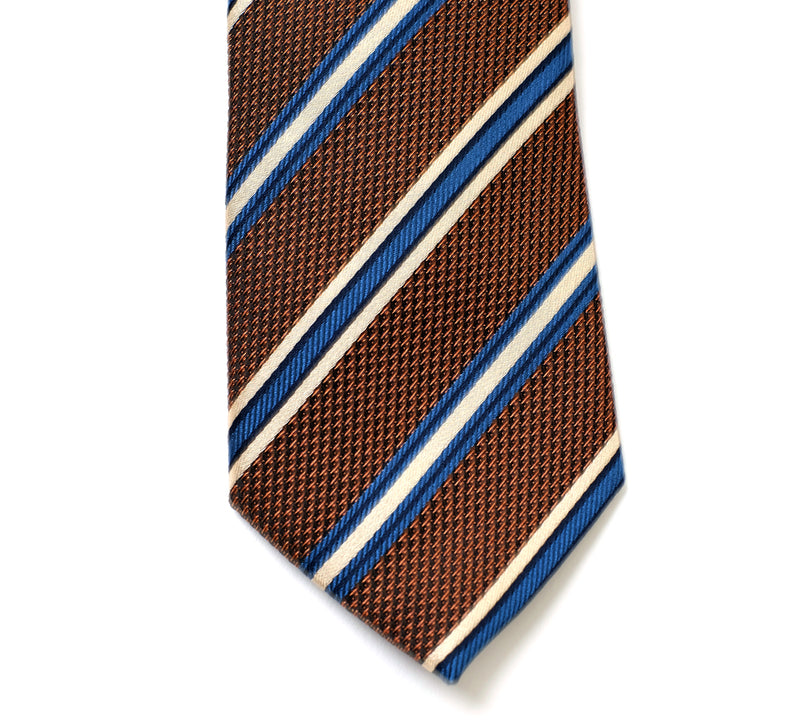 Deadstock Como Silk Tie - Brown Multi Stripe