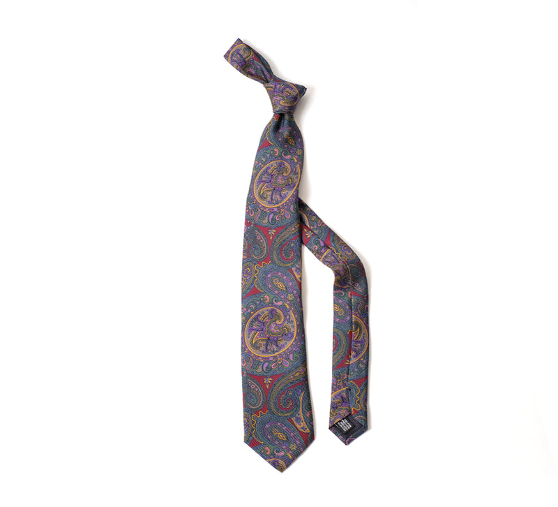 Deadstock Como Silk Tie - Blue Paisley