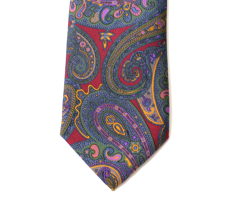 Deadstock Como Silk Tie - Blue Paisley