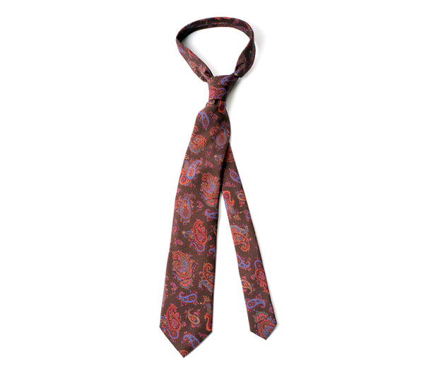 Deadstock Como Silk Tie - Brown Paisley