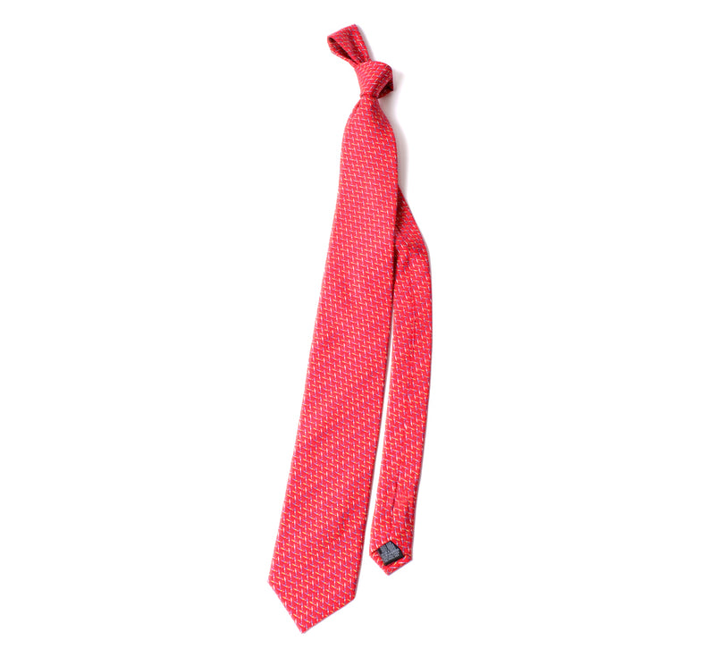 Deadstock Como Silk Tie - Red Pen