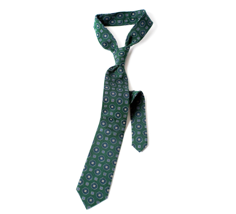 Deadstock Como Silk Tie - Green Blue