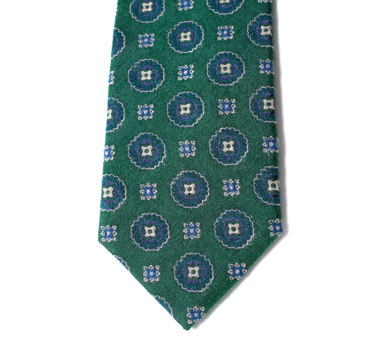 Deadstock Como Silk Tie - Green Blue